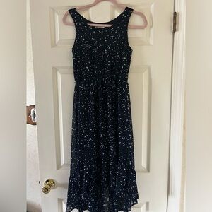 H&M EUC dress hi low navy stars midi maxi super cute 12-13y XS girls
